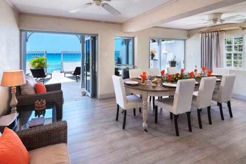 Dining area overlooking the Caribbean Sea.