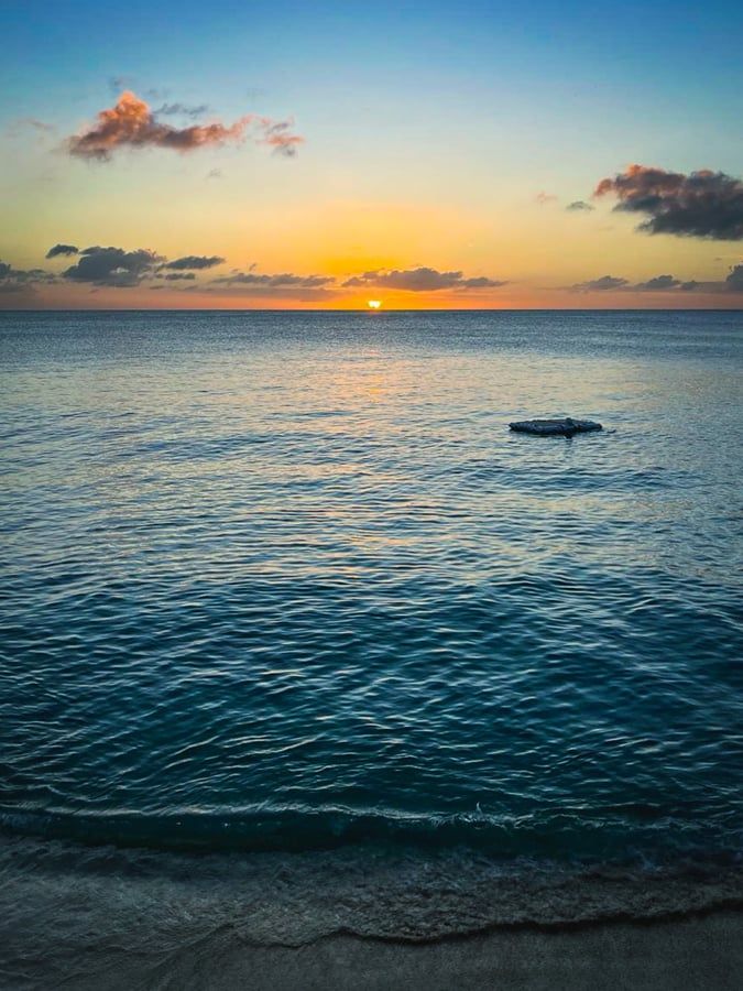 Caribbean Sea sunset view from Westshore Beach House, Barbados.