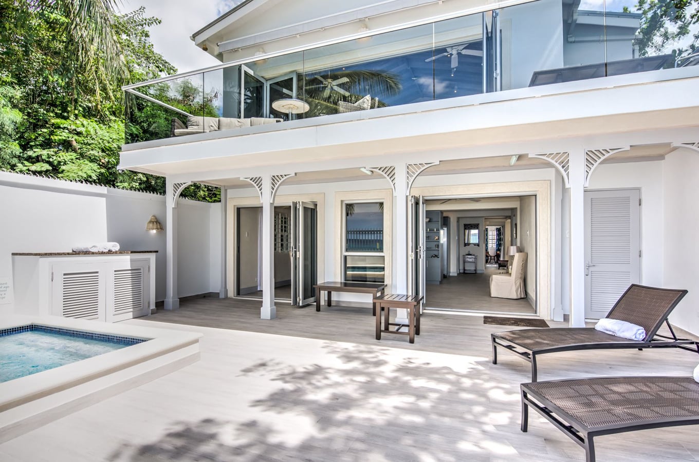 Westshore Beach House private deck, dining room and 1st floor panoramic terrace.