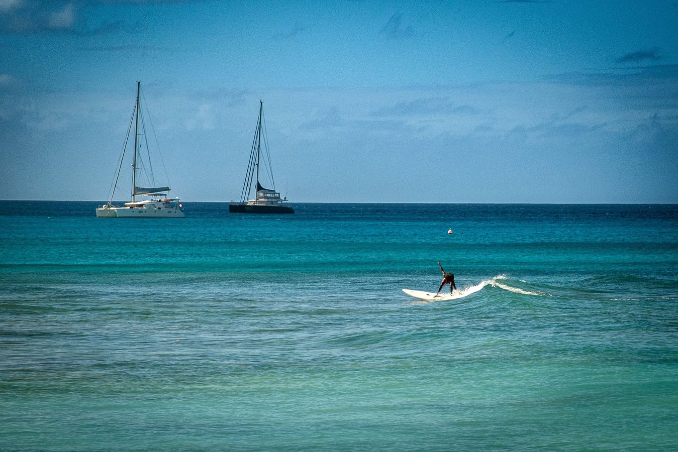 Looking south, a Caribbean Sea surfer.
