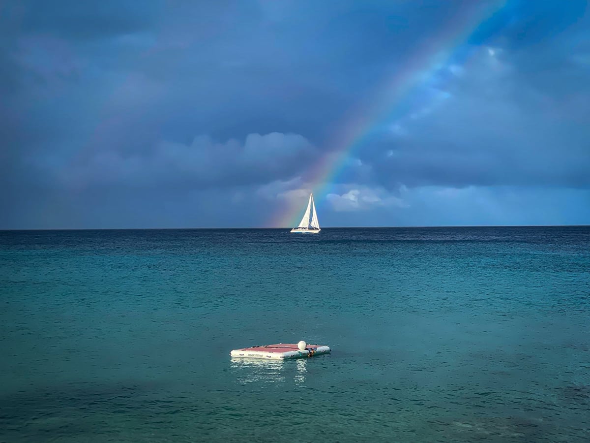 Early morning view from Barbados over the Caribbean Sea.